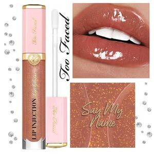 Too Faced Lip Injection Plumping Lip Gloss in Say My Name (Cool beige Sparkle)